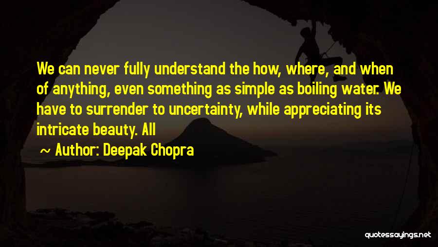 Deepak Chopra Quotes: We Can Never Fully Understand The How, Where, And When Of Anything, Even Something As Simple As Boiling Water. We