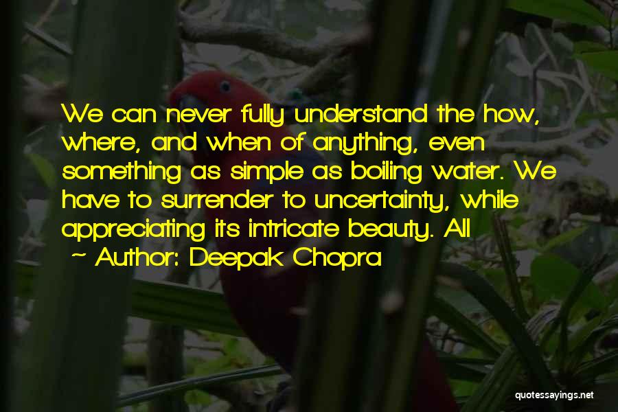 Deepak Chopra Quotes: We Can Never Fully Understand The How, Where, And When Of Anything, Even Something As Simple As Boiling Water. We