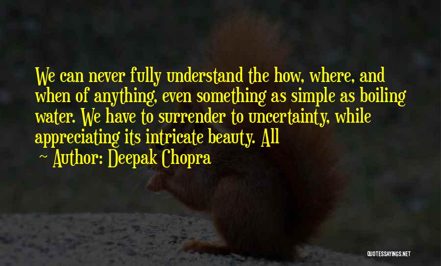 Deepak Chopra Quotes: We Can Never Fully Understand The How, Where, And When Of Anything, Even Something As Simple As Boiling Water. We