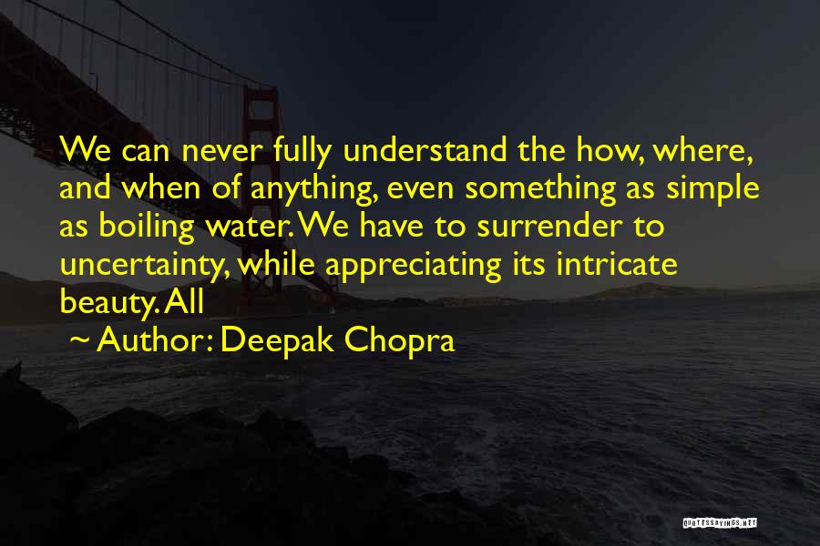 Deepak Chopra Quotes: We Can Never Fully Understand The How, Where, And When Of Anything, Even Something As Simple As Boiling Water. We