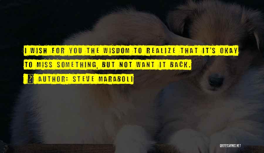 Steve Maraboli Quotes: I Wish For You The Wisdom To Realize That It's Okay To Miss Something, But Not Want It Back.
