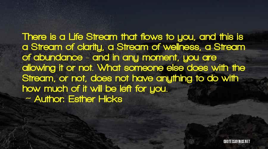 Esther Hicks Quotes: There Is A Life Stream That Flows To You, And This Is A Stream Of Clarity, A Stream Of Wellness,