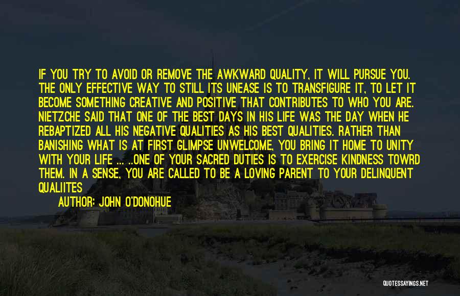 John O'Donohue Quotes: If You Try To Avoid Or Remove The Awkward Quality, It Will Pursue You. The Only Effective Way To Still