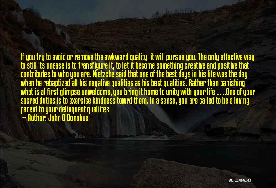 John O'Donohue Quotes: If You Try To Avoid Or Remove The Awkward Quality, It Will Pursue You. The Only Effective Way To Still