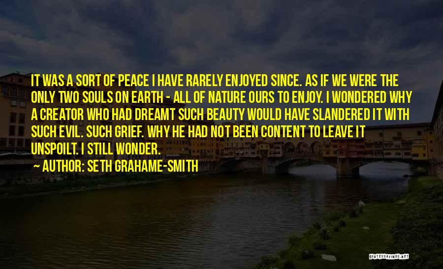 Seth Grahame-Smith Quotes: It Was A Sort Of Peace I Have Rarely Enjoyed Since. As If We Were The Only Two Souls On