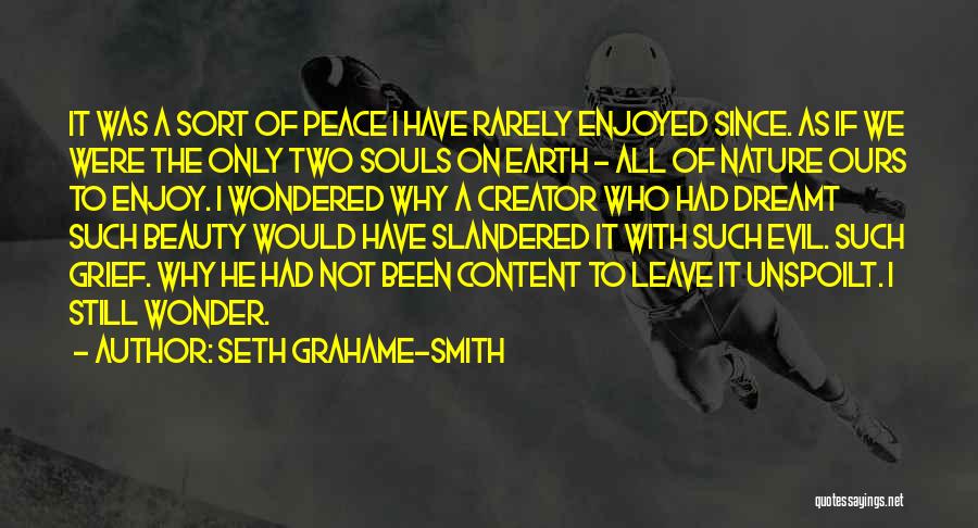 Seth Grahame-Smith Quotes: It Was A Sort Of Peace I Have Rarely Enjoyed Since. As If We Were The Only Two Souls On