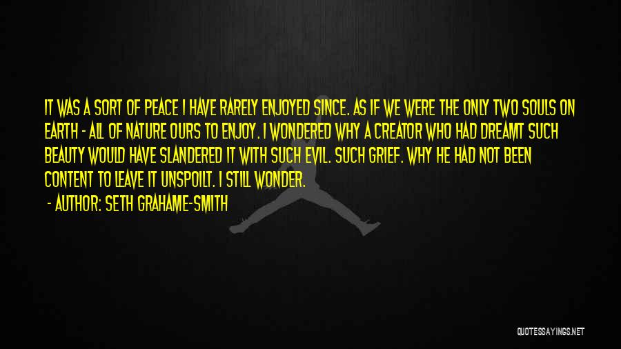 Seth Grahame-Smith Quotes: It Was A Sort Of Peace I Have Rarely Enjoyed Since. As If We Were The Only Two Souls On