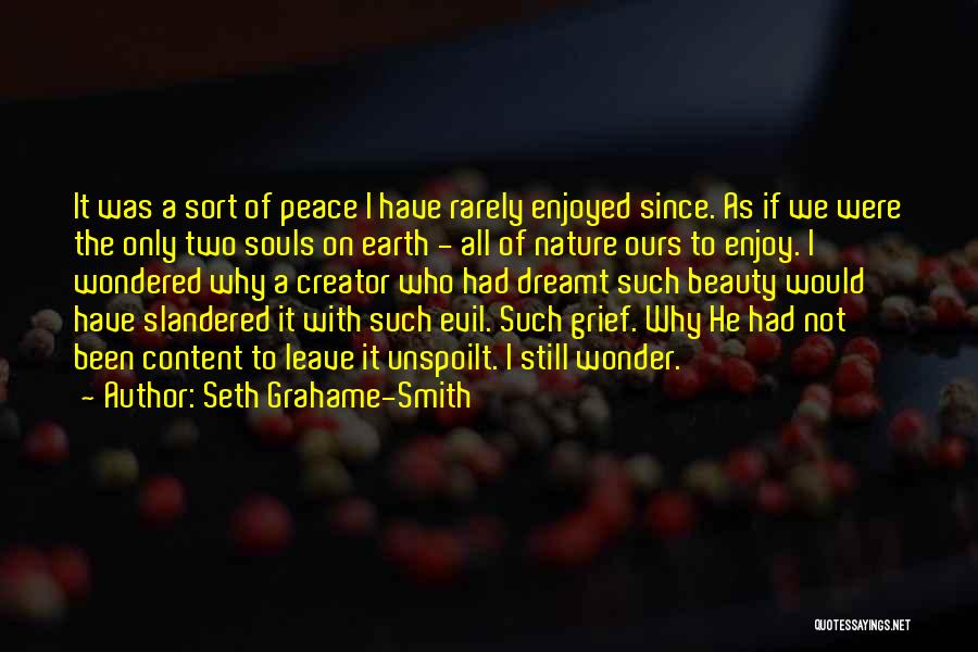 Seth Grahame-Smith Quotes: It Was A Sort Of Peace I Have Rarely Enjoyed Since. As If We Were The Only Two Souls On