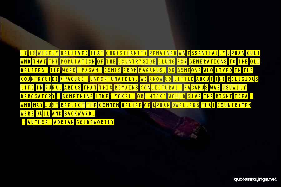 Adrian Goldsworthy Quotes: It Is Widely Believed That Christianity Remained An Essentially Urban Cult And That The Population Of The Countryside Clung For