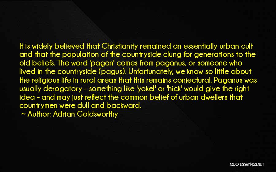 Adrian Goldsworthy Quotes: It Is Widely Believed That Christianity Remained An Essentially Urban Cult And That The Population Of The Countryside Clung For