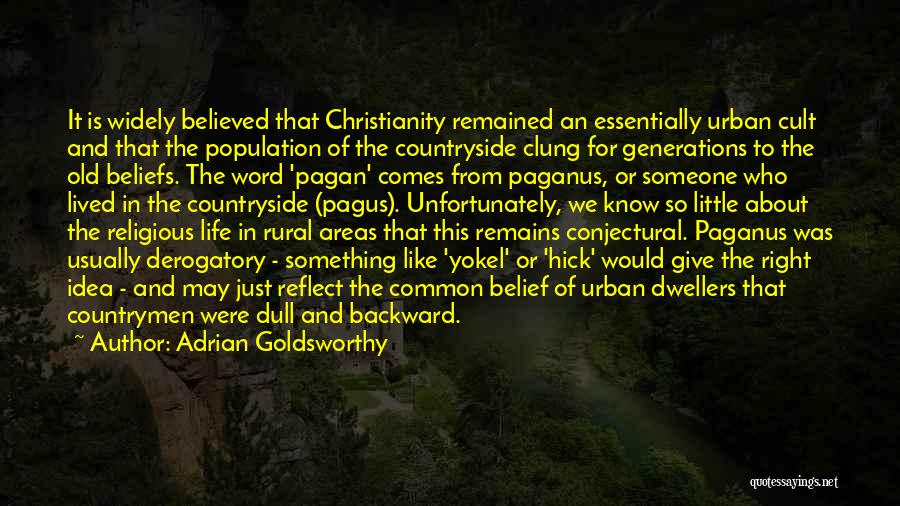 Adrian Goldsworthy Quotes: It Is Widely Believed That Christianity Remained An Essentially Urban Cult And That The Population Of The Countryside Clung For