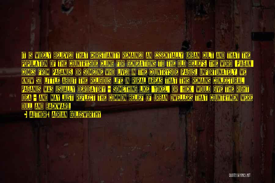 Adrian Goldsworthy Quotes: It Is Widely Believed That Christianity Remained An Essentially Urban Cult And That The Population Of The Countryside Clung For