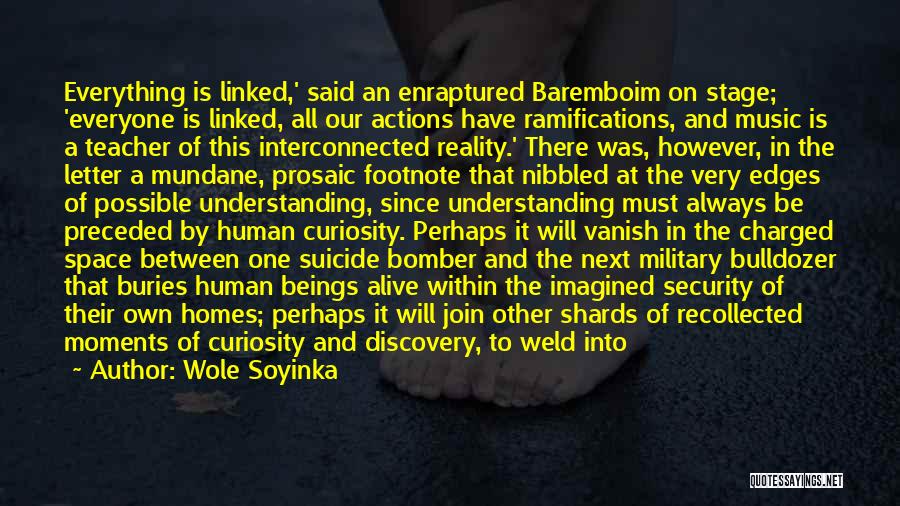 Wole Soyinka Quotes: Everything Is Linked,' Said An Enraptured Baremboim On Stage; 'everyone Is Linked, All Our Actions Have Ramifications, And Music Is