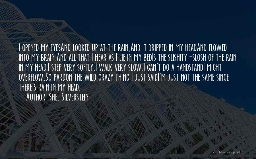 Shel Silverstein Quotes: I Opened My Eyesand Looked Up At The Rain,and It Dripped In My Headand Flowed Into My Brain,and All That