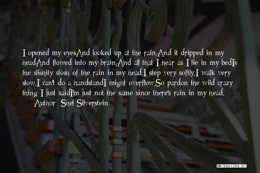 Shel Silverstein Quotes: I Opened My Eyesand Looked Up At The Rain,and It Dripped In My Headand Flowed Into My Brain,and All That