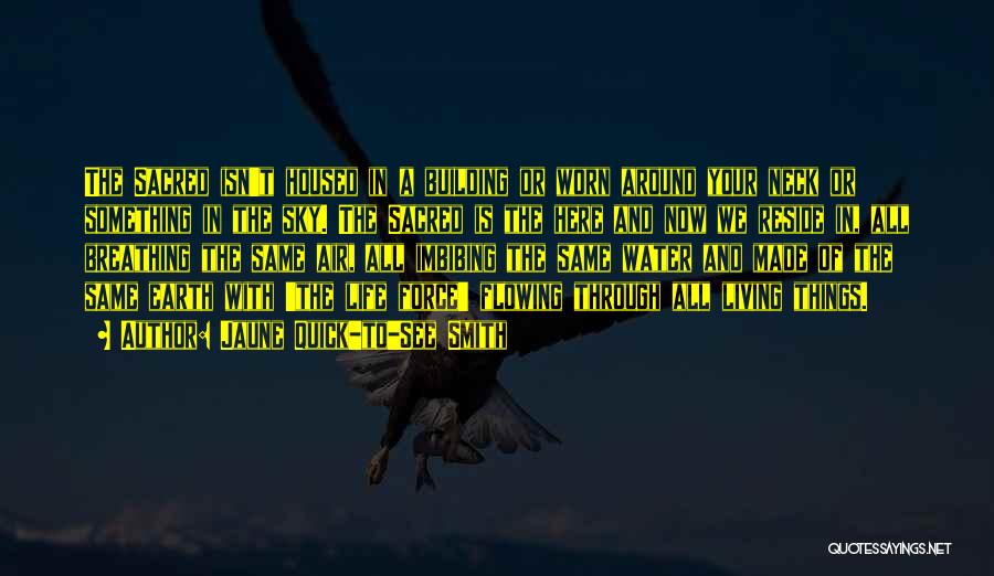 Jaune Quick-to-See Smith Quotes: The Sacred Isn't Housed In A Building Or Worn Around Your Neck Or Something In The Sky. The Sacred Is