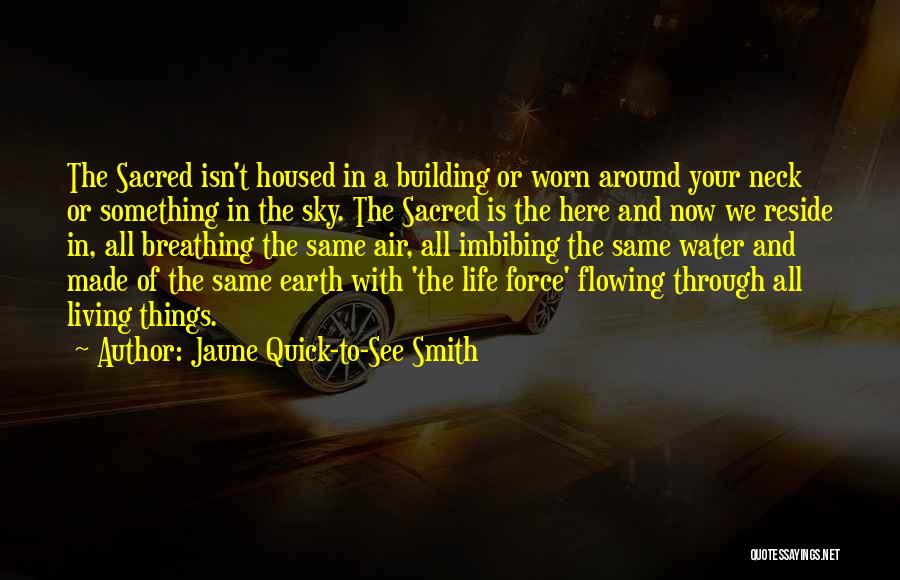 Jaune Quick-to-See Smith Quotes: The Sacred Isn't Housed In A Building Or Worn Around Your Neck Or Something In The Sky. The Sacred Is