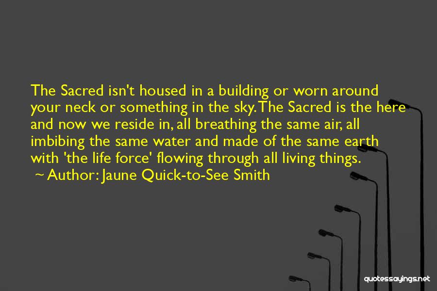 Jaune Quick-to-See Smith Quotes: The Sacred Isn't Housed In A Building Or Worn Around Your Neck Or Something In The Sky. The Sacred Is