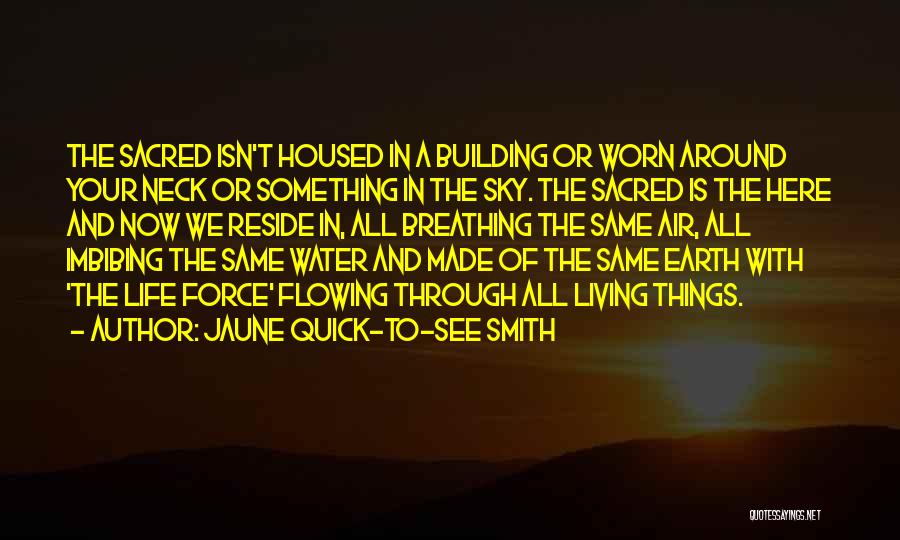 Jaune Quick-to-See Smith Quotes: The Sacred Isn't Housed In A Building Or Worn Around Your Neck Or Something In The Sky. The Sacred Is