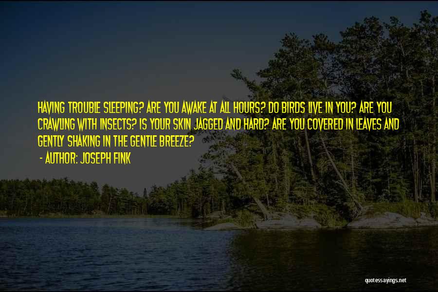 Joseph Fink Quotes: Having Trouble Sleeping? Are You Awake At All Hours? Do Birds Live In You? Are You Crawling With Insects? Is