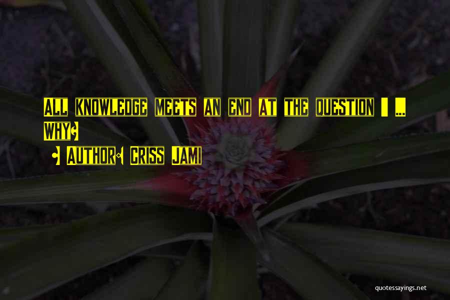 Criss Jami Quotes: All Knowledge Meets An End At The Question ' ... Why?