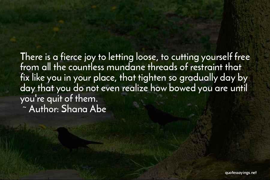 Shana Abe Quotes: There Is A Fierce Joy To Letting Loose, To Cutting Yourself Free From All The Countless Mundane Threads Of Restraint
