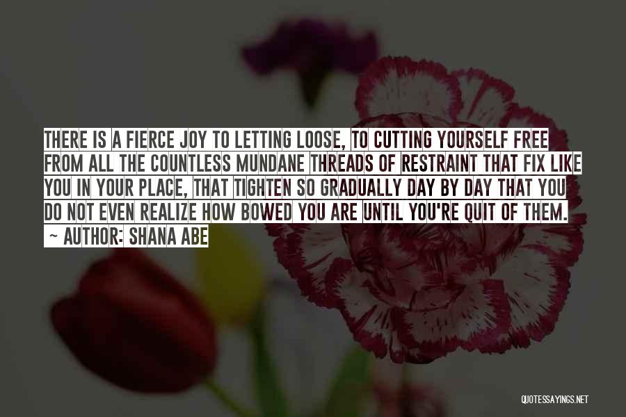 Shana Abe Quotes: There Is A Fierce Joy To Letting Loose, To Cutting Yourself Free From All The Countless Mundane Threads Of Restraint