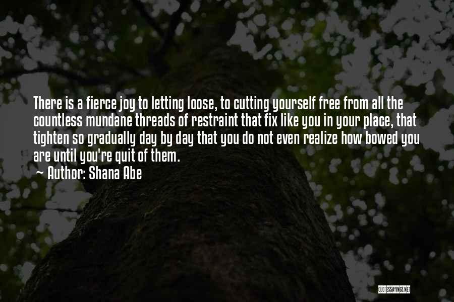Shana Abe Quotes: There Is A Fierce Joy To Letting Loose, To Cutting Yourself Free From All The Countless Mundane Threads Of Restraint