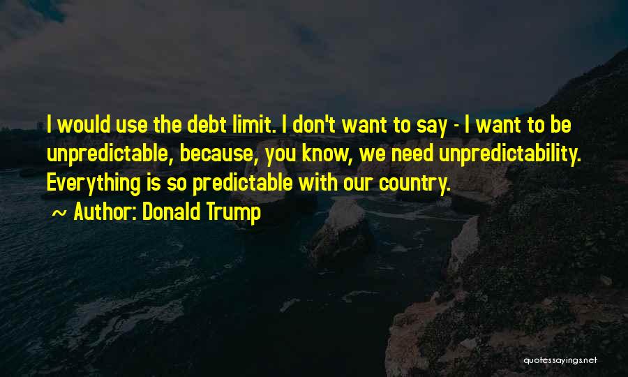 Donald Trump Quotes: I Would Use The Debt Limit. I Don't Want To Say - I Want To Be Unpredictable, Because, You Know,