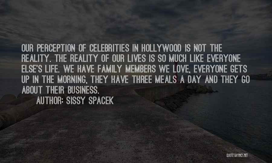 Sissy Spacek Quotes: Our Perception Of Celebrities In Hollywood Is Not The Reality. The Reality Of Our Lives Is So Much Like Everyone