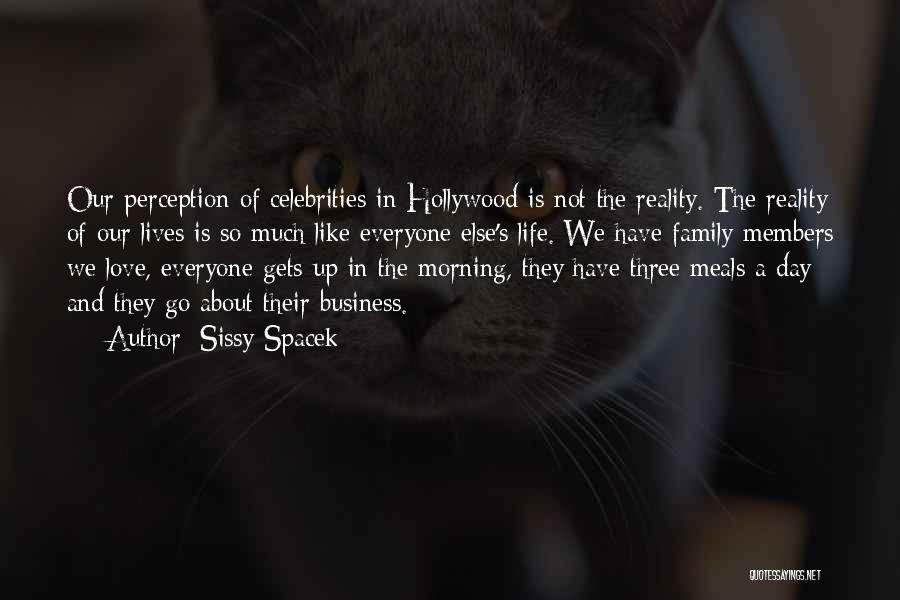 Sissy Spacek Quotes: Our Perception Of Celebrities In Hollywood Is Not The Reality. The Reality Of Our Lives Is So Much Like Everyone