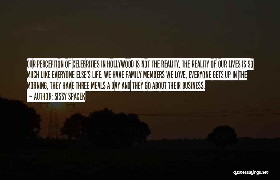 Sissy Spacek Quotes: Our Perception Of Celebrities In Hollywood Is Not The Reality. The Reality Of Our Lives Is So Much Like Everyone