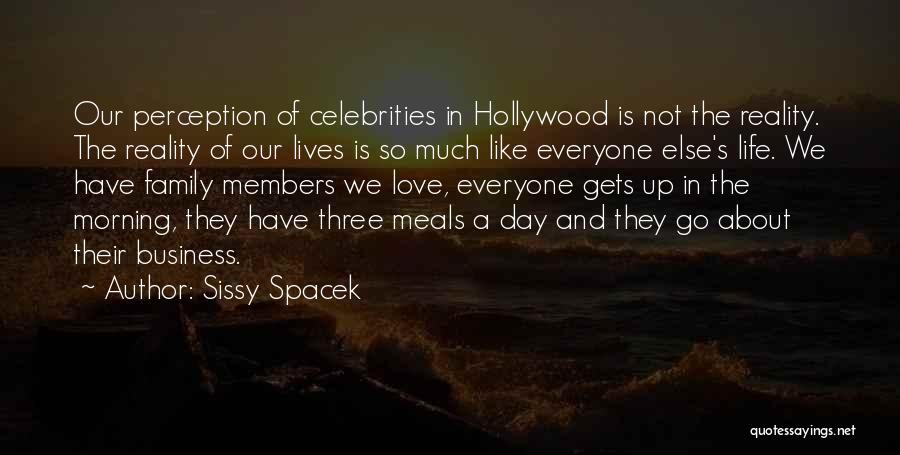 Sissy Spacek Quotes: Our Perception Of Celebrities In Hollywood Is Not The Reality. The Reality Of Our Lives Is So Much Like Everyone