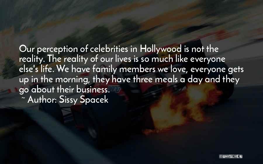 Sissy Spacek Quotes: Our Perception Of Celebrities In Hollywood Is Not The Reality. The Reality Of Our Lives Is So Much Like Everyone