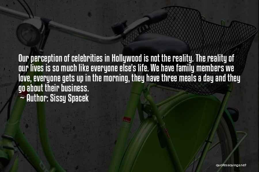 Sissy Spacek Quotes: Our Perception Of Celebrities In Hollywood Is Not The Reality. The Reality Of Our Lives Is So Much Like Everyone