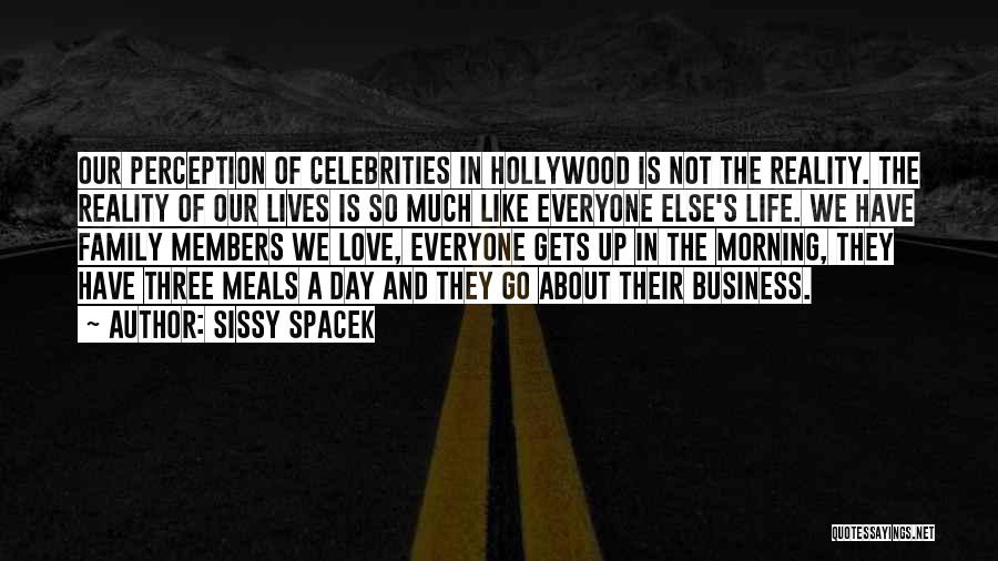 Sissy Spacek Quotes: Our Perception Of Celebrities In Hollywood Is Not The Reality. The Reality Of Our Lives Is So Much Like Everyone