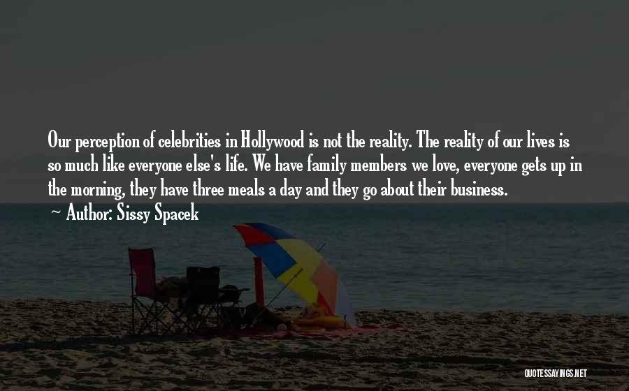 Sissy Spacek Quotes: Our Perception Of Celebrities In Hollywood Is Not The Reality. The Reality Of Our Lives Is So Much Like Everyone