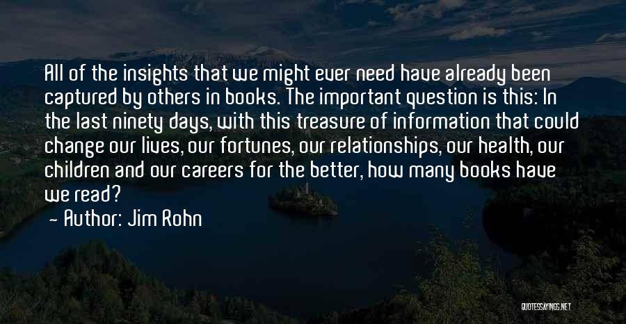 Jim Rohn Quotes: All Of The Insights That We Might Ever Need Have Already Been Captured By Others In Books. The Important Question