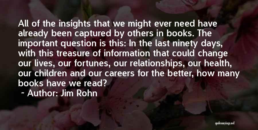 Jim Rohn Quotes: All Of The Insights That We Might Ever Need Have Already Been Captured By Others In Books. The Important Question