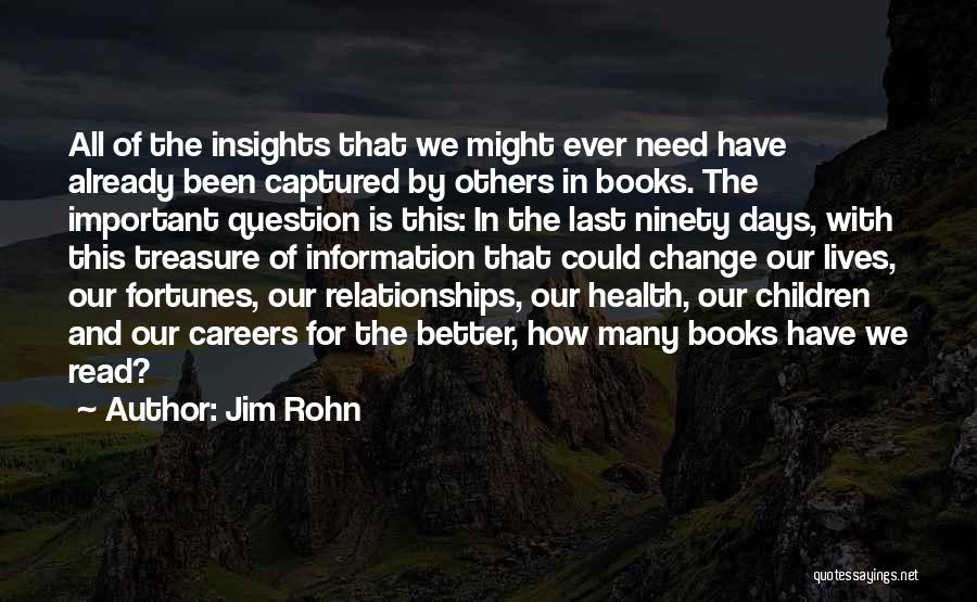 Jim Rohn Quotes: All Of The Insights That We Might Ever Need Have Already Been Captured By Others In Books. The Important Question