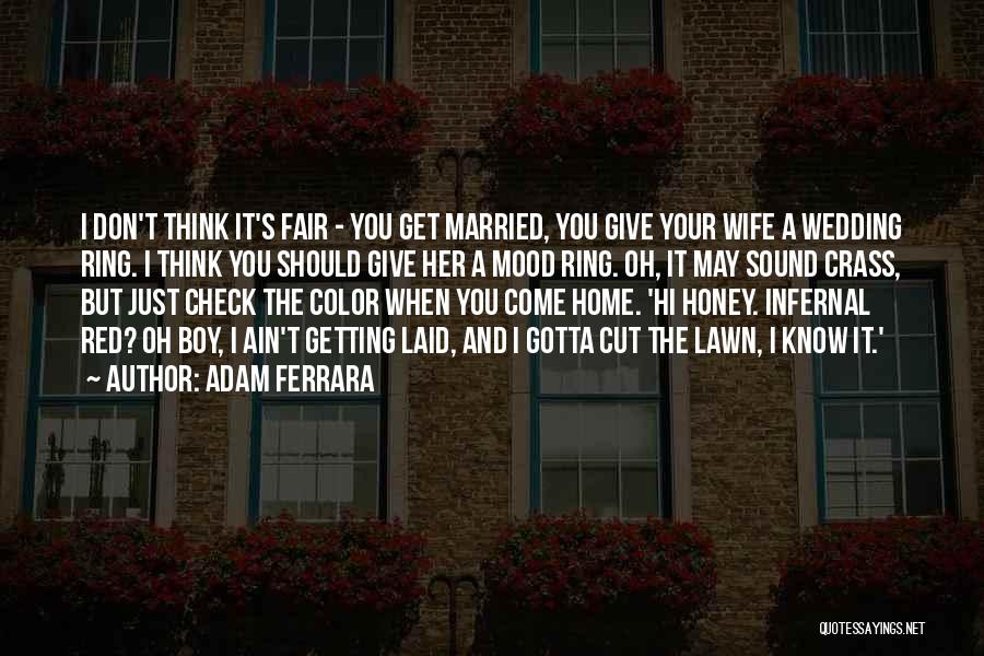 Adam Ferrara Quotes: I Don't Think It's Fair - You Get Married, You Give Your Wife A Wedding Ring. I Think You Should