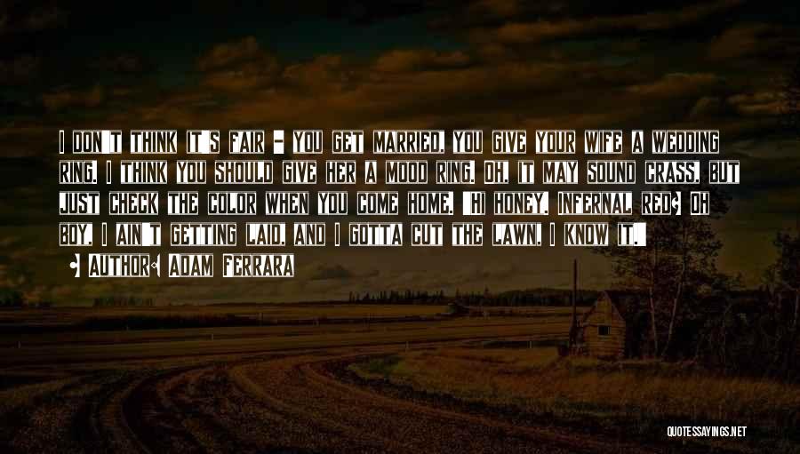 Adam Ferrara Quotes: I Don't Think It's Fair - You Get Married, You Give Your Wife A Wedding Ring. I Think You Should