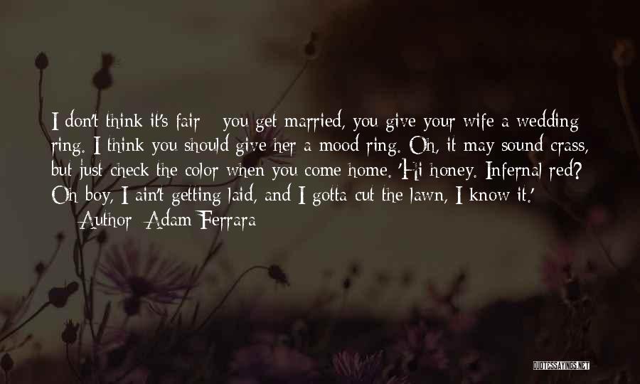 Adam Ferrara Quotes: I Don't Think It's Fair - You Get Married, You Give Your Wife A Wedding Ring. I Think You Should