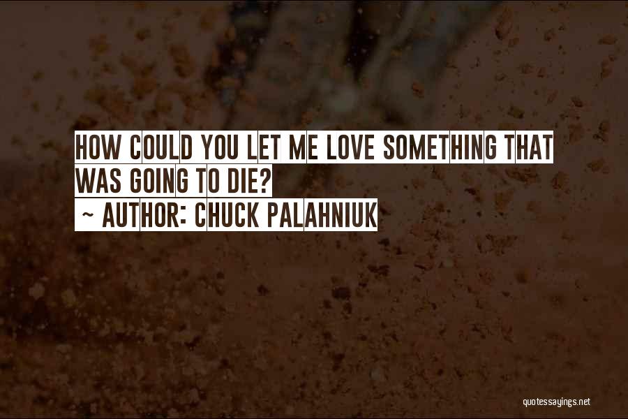 Chuck Palahniuk Quotes: How Could You Let Me Love Something That Was Going To Die?