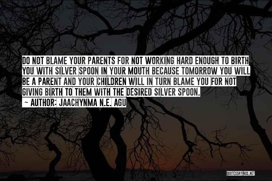 Jaachynma N.E. Agu Quotes: Do Not Blame Your Parents For Not Working Hard Enough To Birth You With Silver Spoon In Your Mouth Because