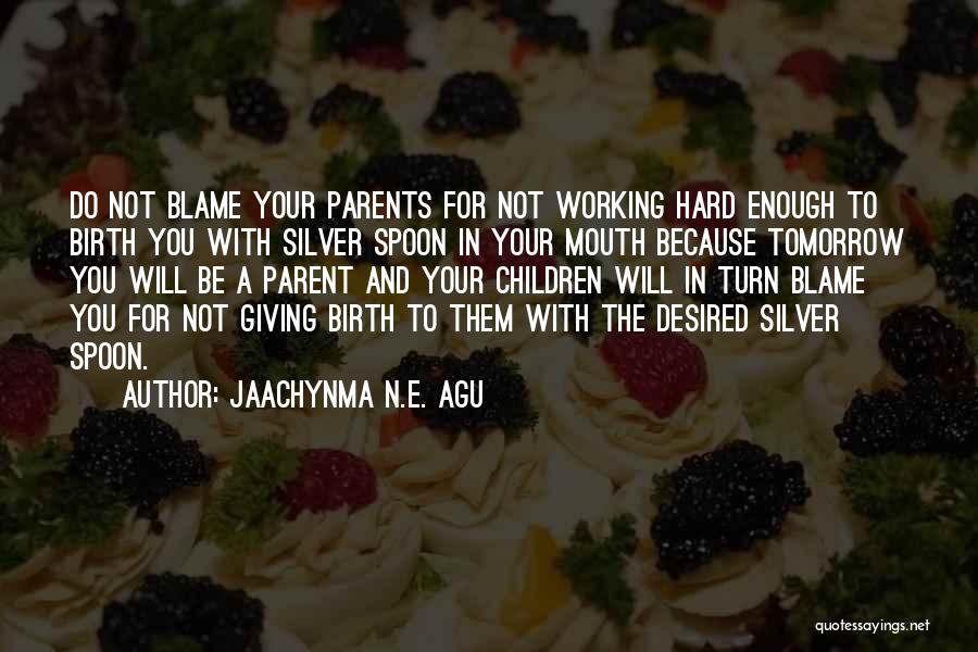 Jaachynma N.E. Agu Quotes: Do Not Blame Your Parents For Not Working Hard Enough To Birth You With Silver Spoon In Your Mouth Because