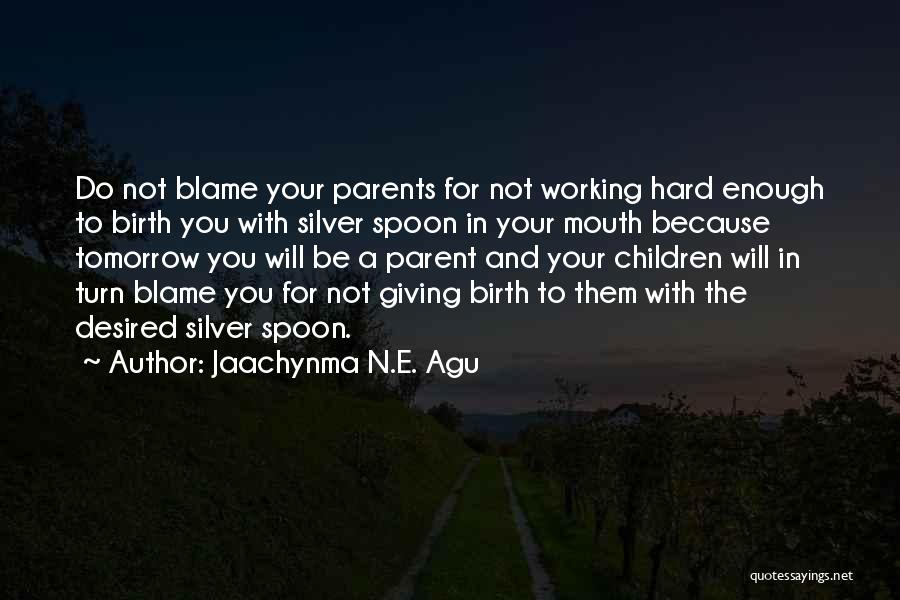 Jaachynma N.E. Agu Quotes: Do Not Blame Your Parents For Not Working Hard Enough To Birth You With Silver Spoon In Your Mouth Because