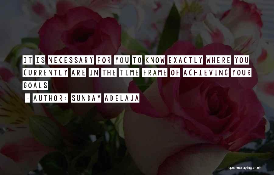 Sunday Adelaja Quotes: It Is Necessary For You To Know Exactly Where You Currently Are In The Time Frame Of Achieving Your Goals