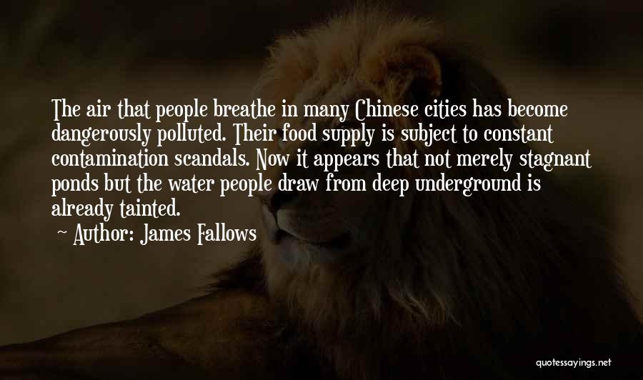 James Fallows Quotes: The Air That People Breathe In Many Chinese Cities Has Become Dangerously Polluted. Their Food Supply Is Subject To Constant