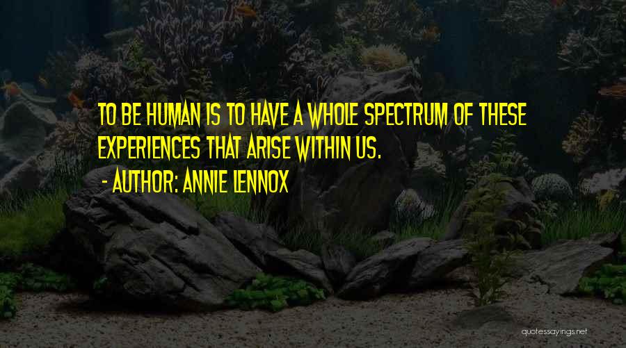 Annie Lennox Quotes: To Be Human Is To Have A Whole Spectrum Of These Experiences That Arise Within Us.